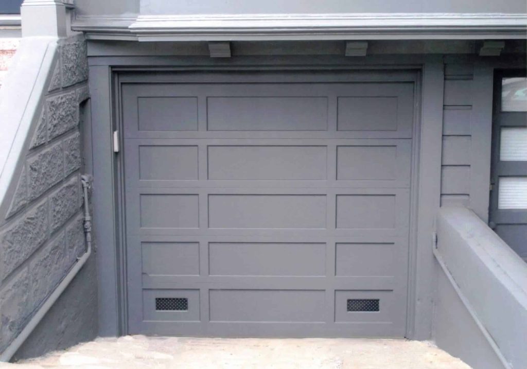 Modern glass garage door installation