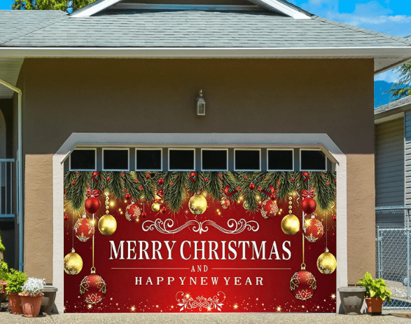 Christmas-Themed Garage Door Cover