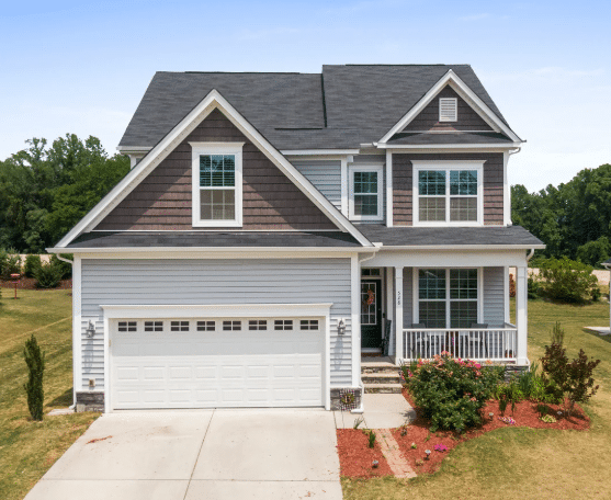 New house with a garage door