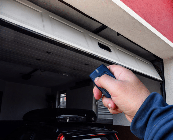 Opening garage door with a remote