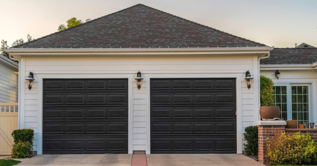 black garage door